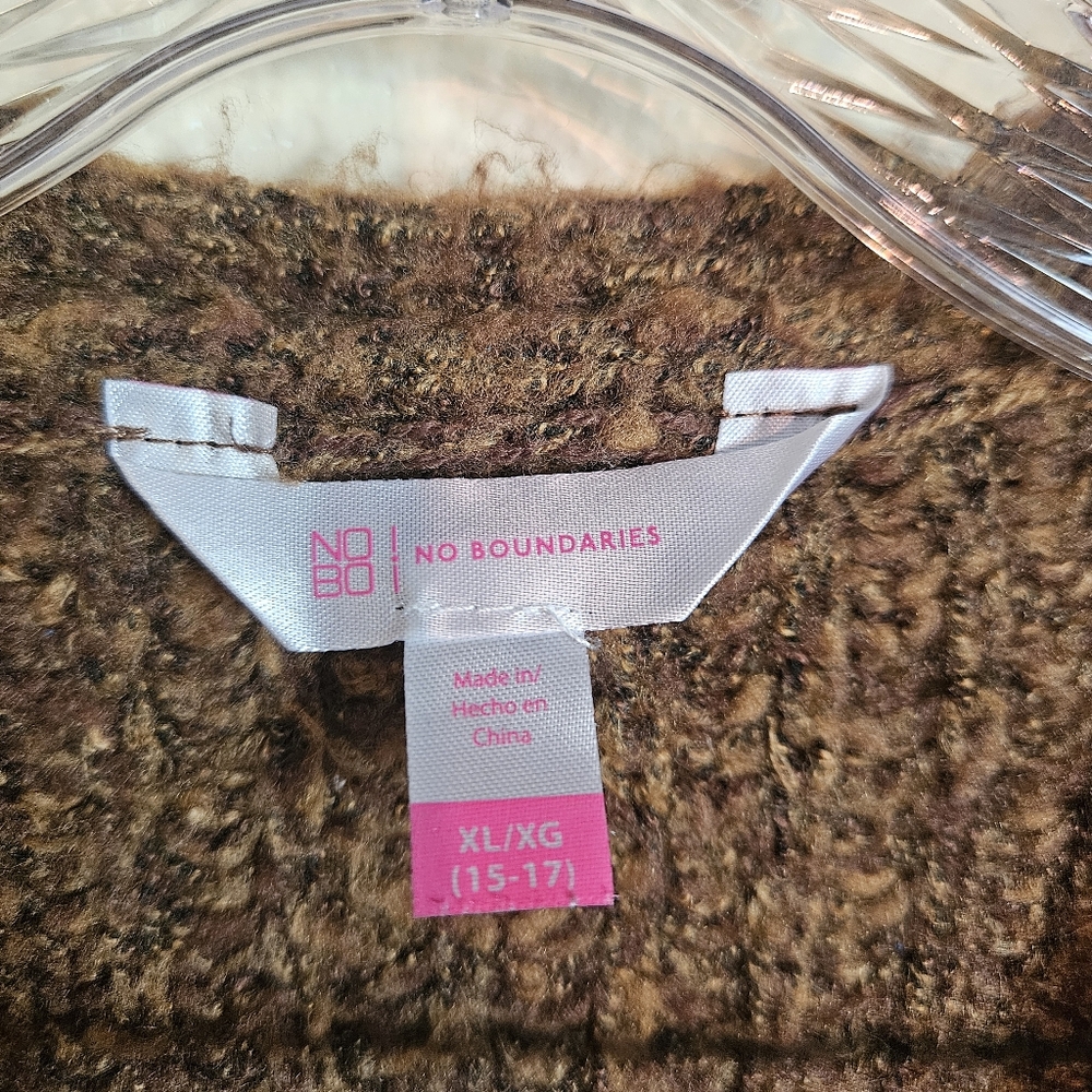 NOBO Balloon Sleeve Duster Cardigan Sweater Mocha Knit size XL *V-2455 - Picture 7 of 9